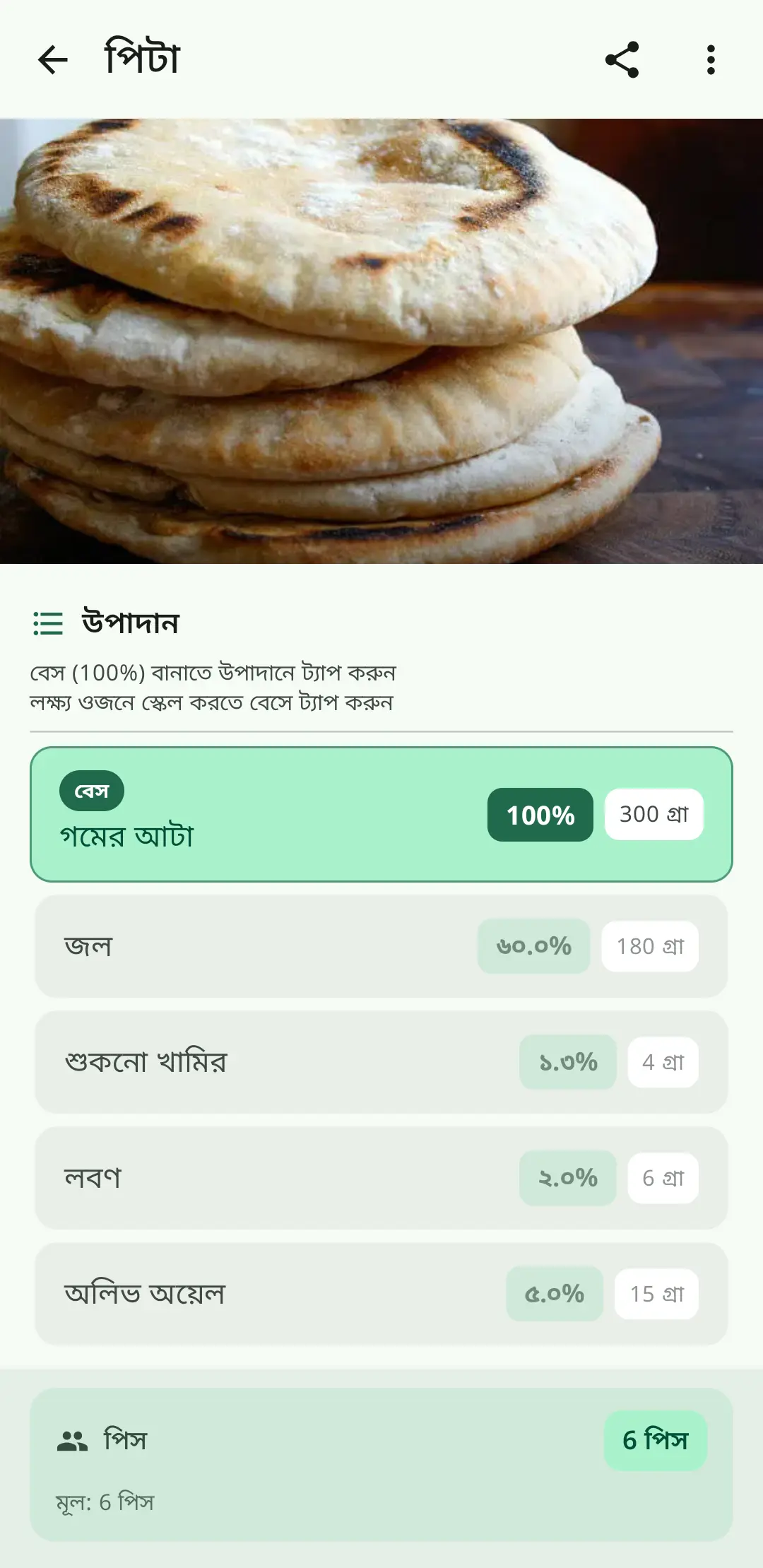 রুটির ময়দা, সাওয়ারডো এবং পেস্ট্রির জন্য বেকার্স পার্সেন্টেজ ক্যালকুলেটর
