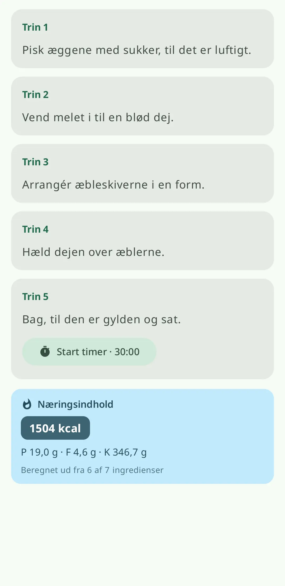 Tilbered trin for trin med skærminstruktioner og integrerede timere
