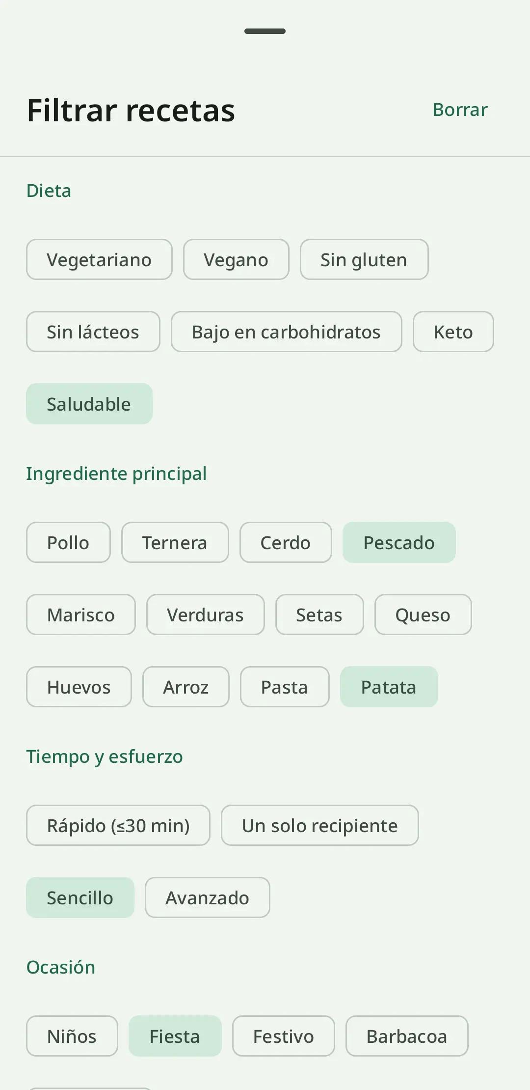 Colecciones y etiquetas de recetas en RecipeFlow