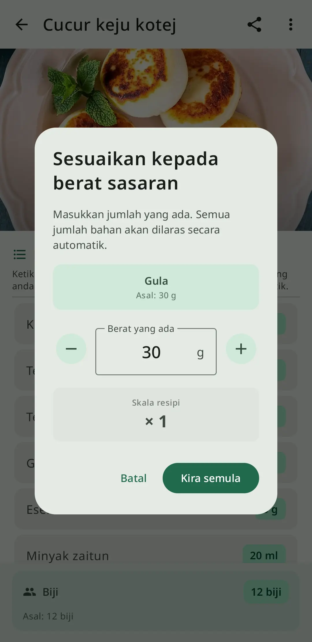 Penukaran unit RecipeFlow