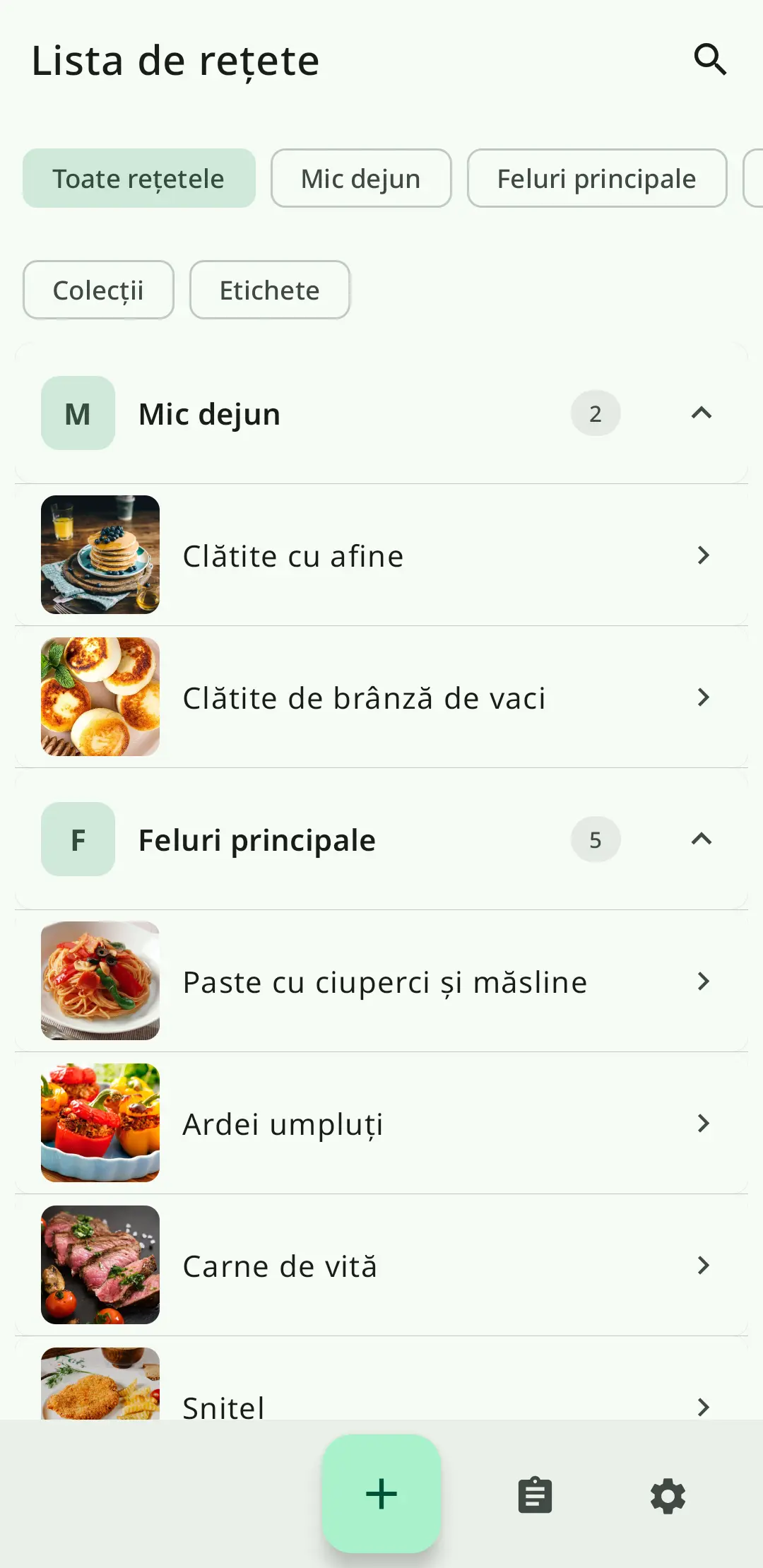 Lista de rețete RecipeFlow