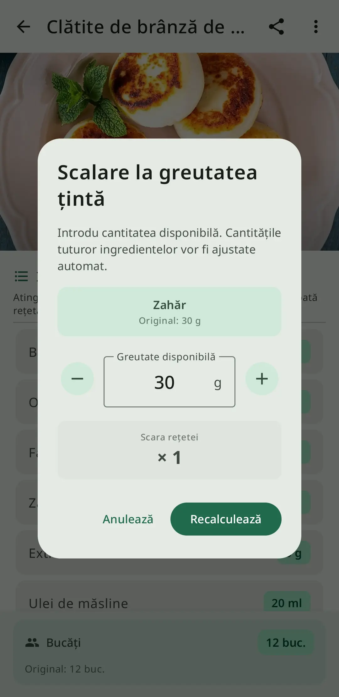 Conversie unități RecipeFlow