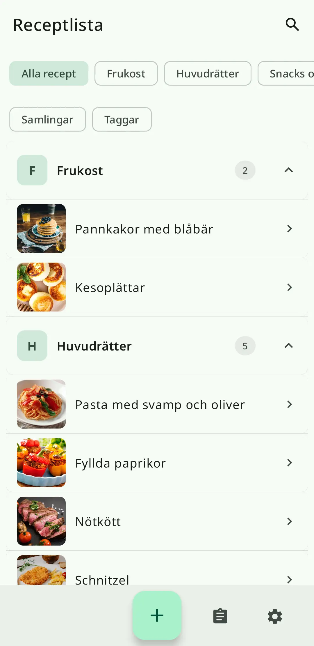 RecipeFlow receptlista – personlig digital kokbok